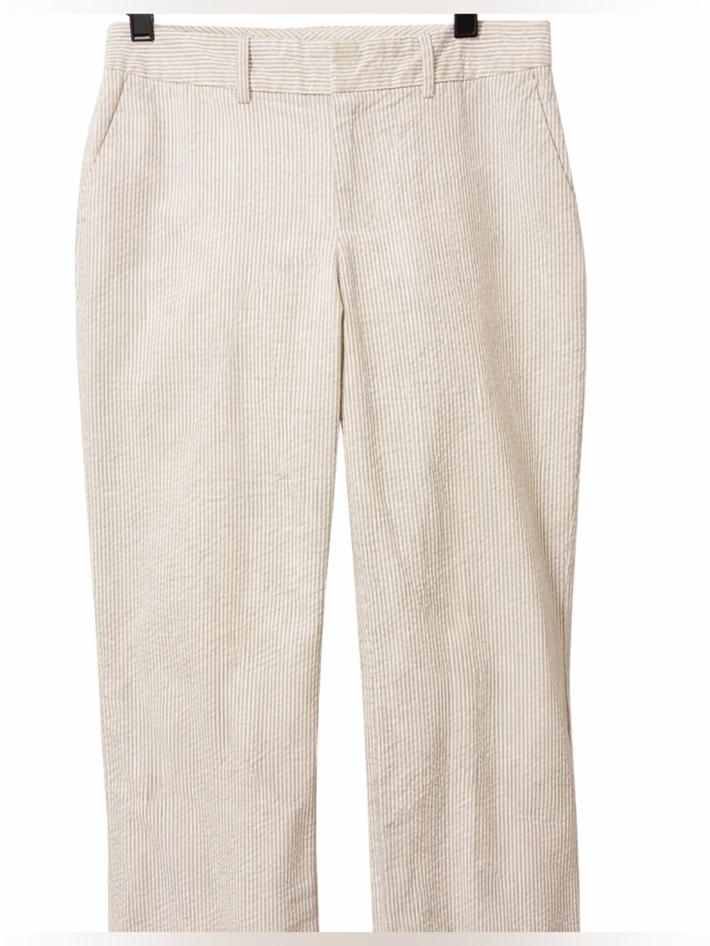 GAP Seersucker Cropped Pants Tan White Striped Size 6 Preppy Summer